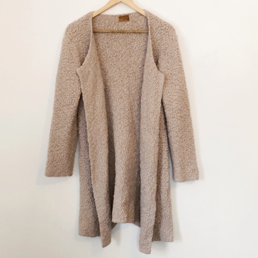 POL Popcorn knit fuzzy open front cardigan